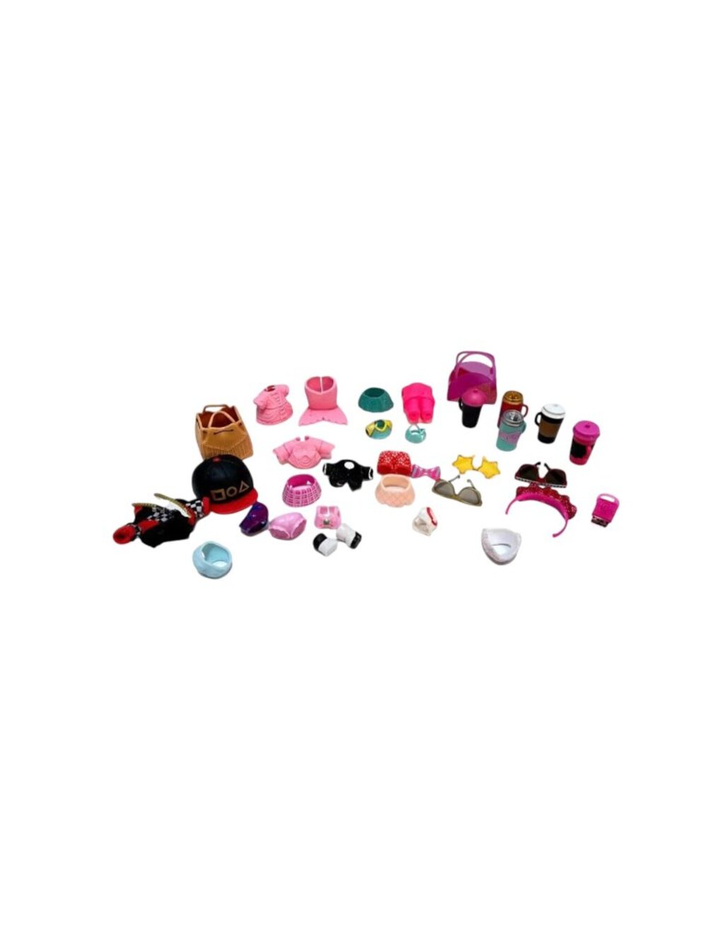 OMG LOL Doll‎ Fashion Accessories 30 pieces Clothing Glasses Cups Purses